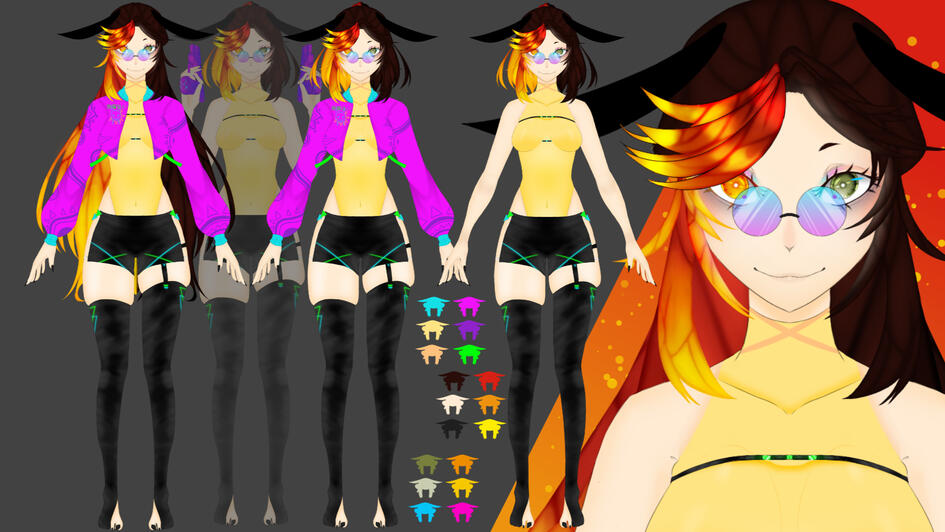 Sunn Starborn references sheet (with Live2D model)